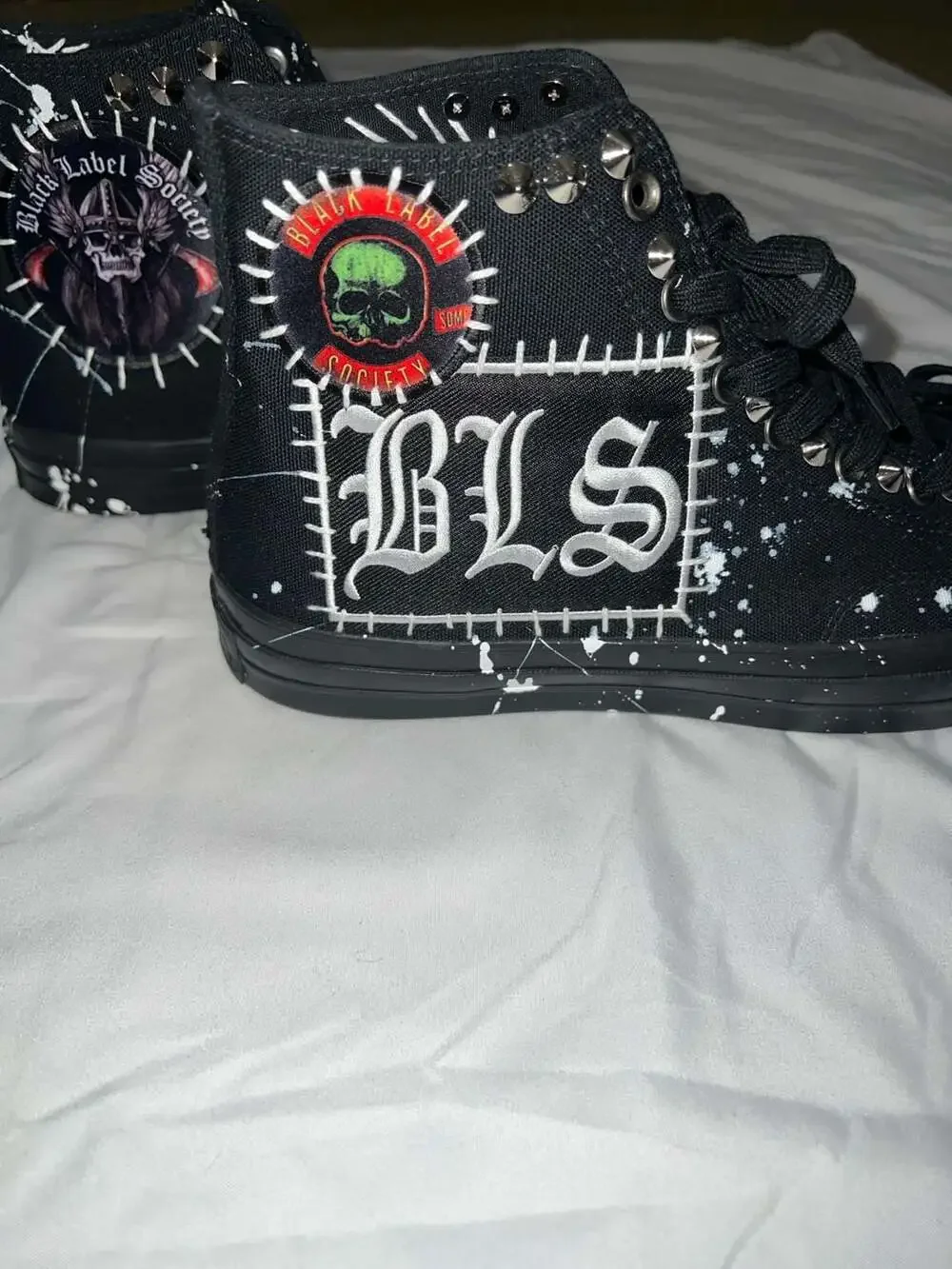 Custom Black Label Society Zakk Sabbath Studded Paint Splatter  Size 12 - Picture 8 of 10